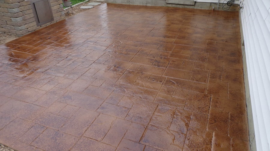 Newly finished stained patio for a house